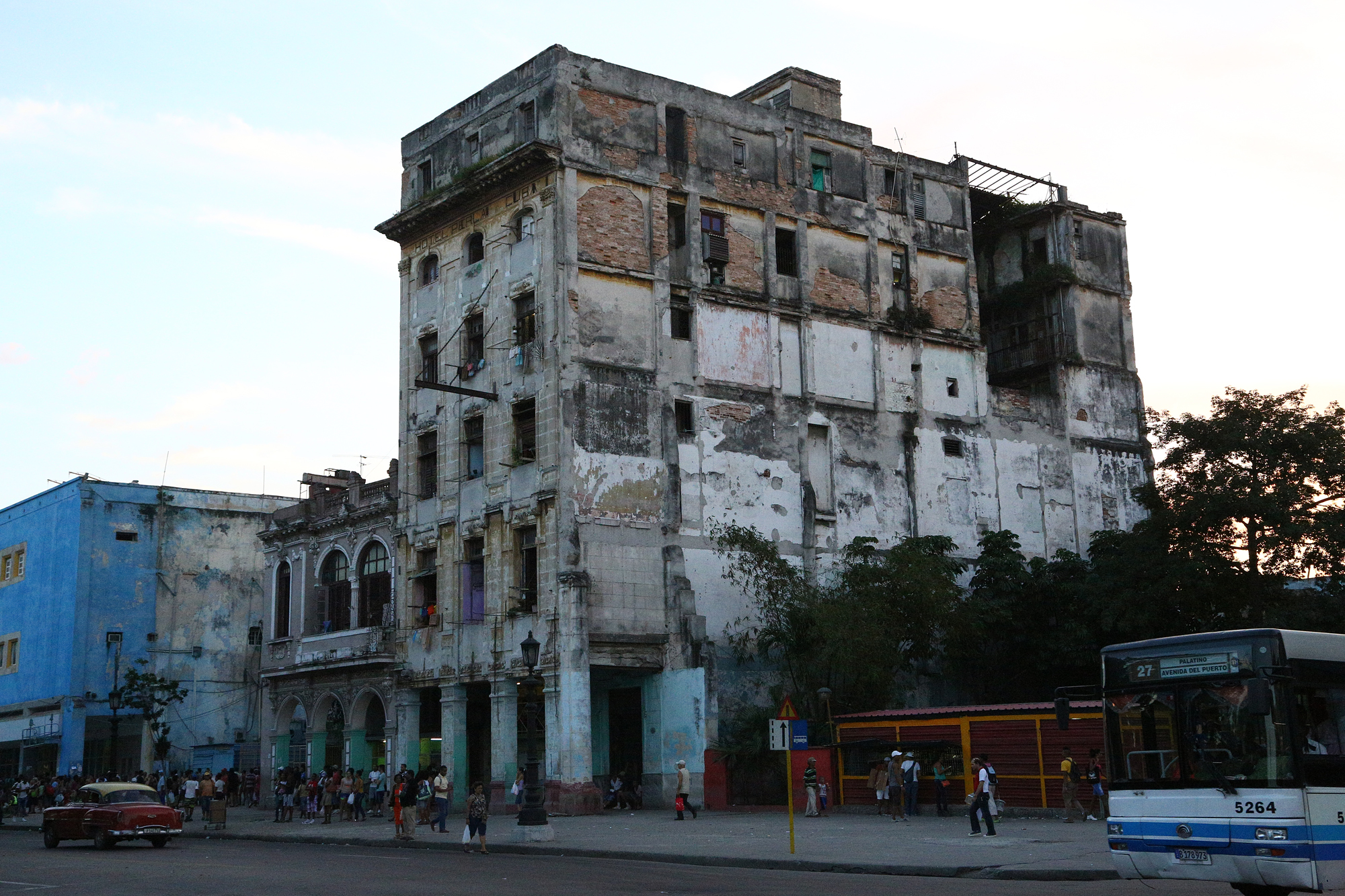 Run down buildings heading into Chinatown in Havana, Cuba